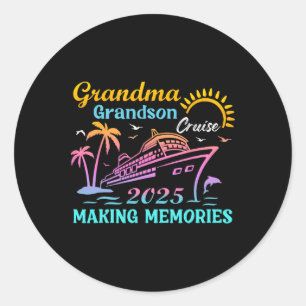 Adesivo Redondo Vovó Grandson Cruise 2025 Memórias Navio Trip Va