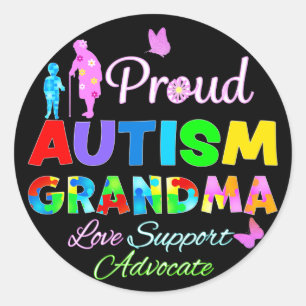 Adesivo Redondo Vovó Orgulhosa Autismo