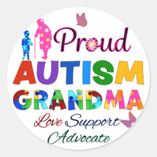Adesivo Redondo Vovó Orgulhosa Autismo