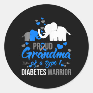 Adesivo Redondo Vovó Orgulhosa De Um Elemento Guerreiro De Diabete