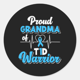 Adesivo Redondo Vovó Orgulhosa De Um Guerreiro T1d Diabetes Diabét