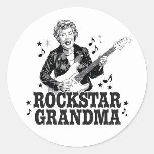 Adesivo Redondo Vovó Rockstar - Design de Música Divertida e Retro
