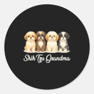 Adesivo Redondo Vovó Shih Tzu Presente de Amante de Cachorro Fofo