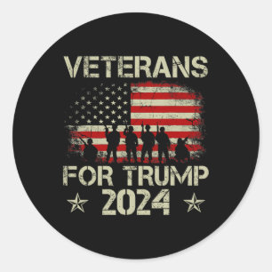 Adesivo Redondo Vovô Veteranos Para Trump 2024 American Flag 4th