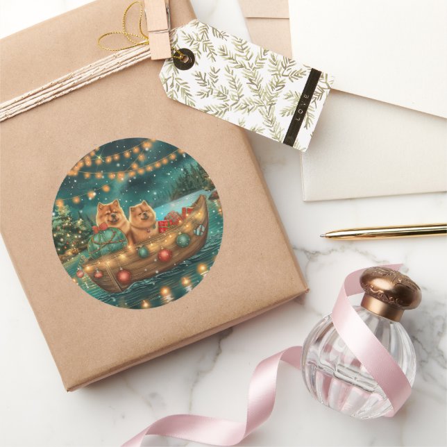 Adesivo Redondo Voyage festiva de Natal Chow (Presentear)