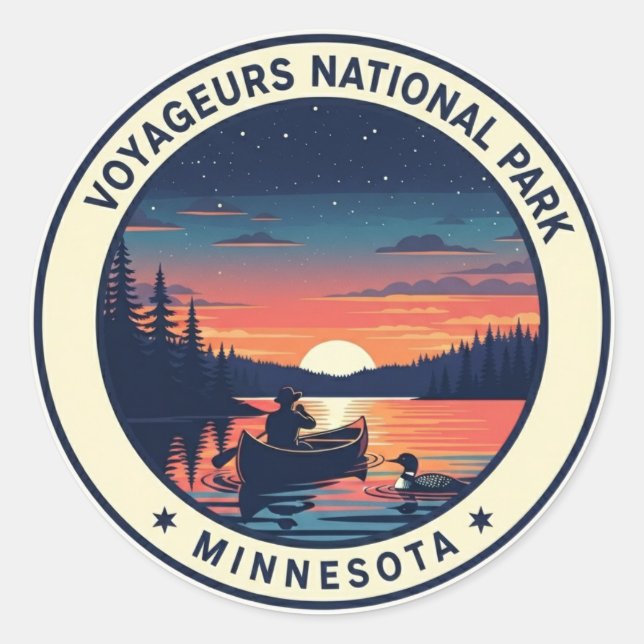 Adesivo Redondo Voyageurs National Park Minnesota Sunset (Frente)