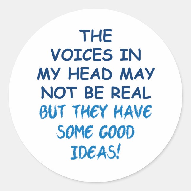 Adesivo Redondo Vozes na minha cabeça (Frente)