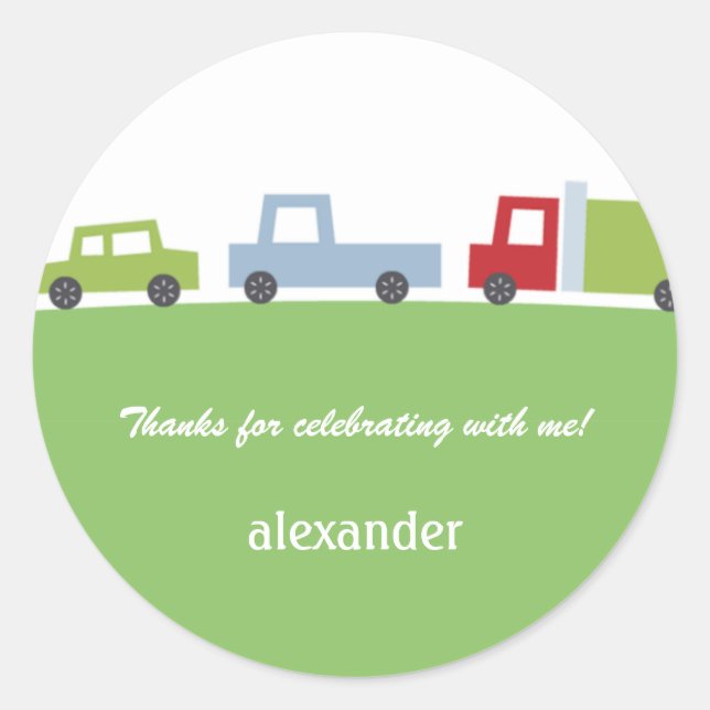 Adesivo Redondo Vroom Cars Favor Sticker ou Envelope Seal (Frente)