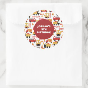 Adesivo Redondo Vroom Honk Beep! Caminhões