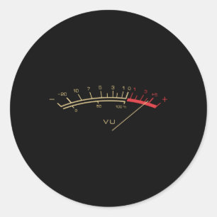 Adesivo Redondo Vu Meter - Música estéreo Hi-Fi