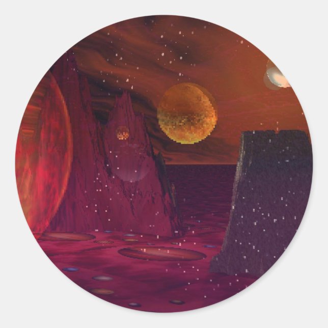 Adesivo Redondo Vulcões em Marte (Frente)