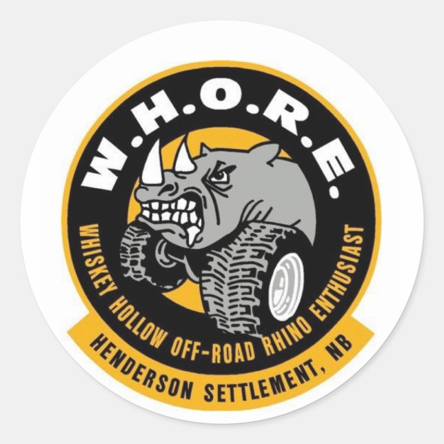 ADESIVO REDONDO W.H.O.R.E. STICKER (Frente)
