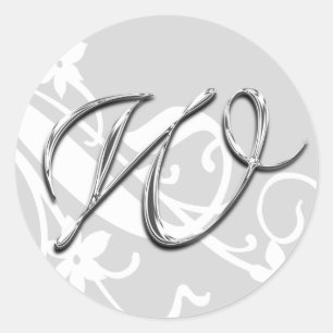 Adesivo Redondo W Monograma - Letra Casada Envelope Selo