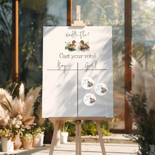 Adesivo Redondo Waddle É Duck Gender Reveal Team Rapariga Voando