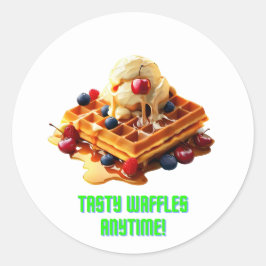Adesivo Redondo Waffle torta: Waffles Ouros e Crise