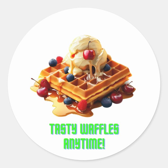 Adesivo Redondo Waffle torta: Waffles Ouros e Crise (Frente)