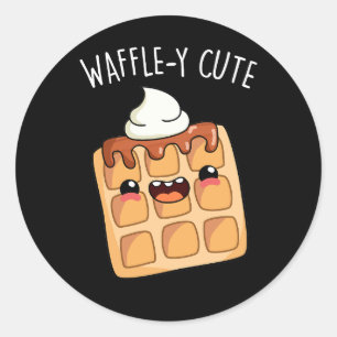 Adesivo Redondo Waffle y Funny Waffle Pun