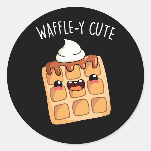 Adesivo Redondo Waffle y Funny Waffle Pun (Frente)