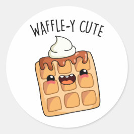 Adesivo Redondo Waffle y Funny Waffle Pun