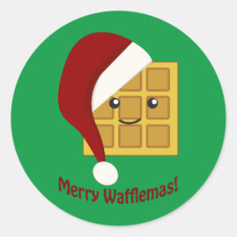 Adesivo Redondo Wafflemas de Natal da feliz