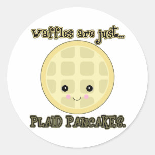 Adesivo Redondo waffles kawaii são apenas panquecas xadrez