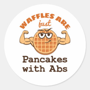 Adesivo Redondo Waffles são apenas panquecas com Abs Waffle Lover