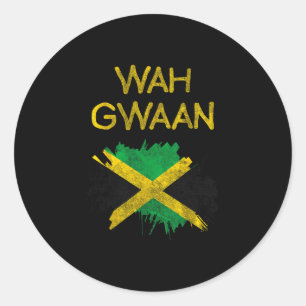Adesivo Redondo Wah Gwaan Bandeira da Jamaica Orgulho Jamaicano Re