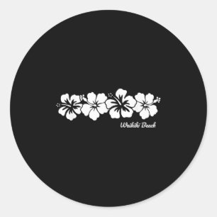 Adesivo Redondo Waikiki Beach Hawaii Hibiscus Flor Souvenir Mens