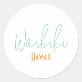 Adesivo Redondo Waikiki, Havaí Lembrança de Viagem