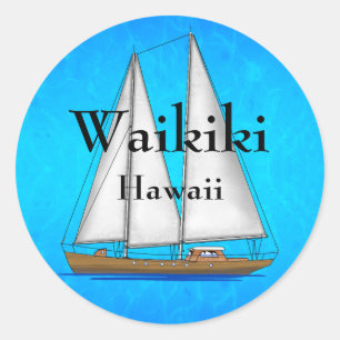 Adesivo Redondo Waikiki Hawaii