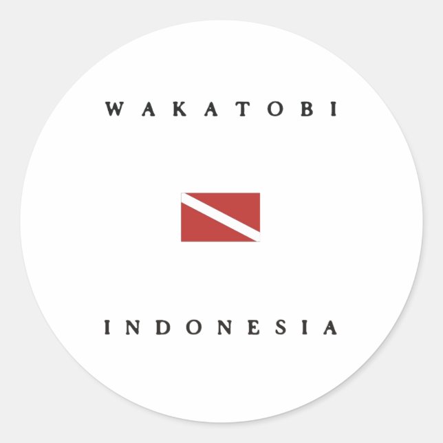 Adesivo Redondo Wakatobi Indonesia Scuba Dive Flag (Frente)