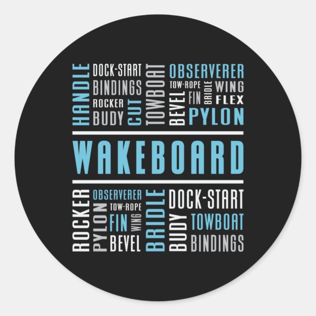Adesivo Redondo Wakeboard Acordar Wakeboarder Alavanca (Frente)
