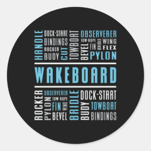 Adesivo Redondo Wakeboard Acordar Wakeboarder Alavanca Wakeboard