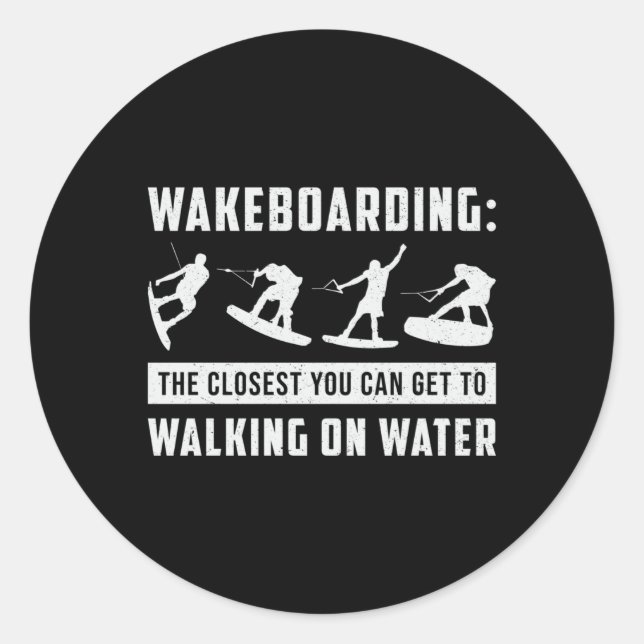 Adesivo Redondo Wakeboard Walking On Water Acordar Wakeboarder (Frente)