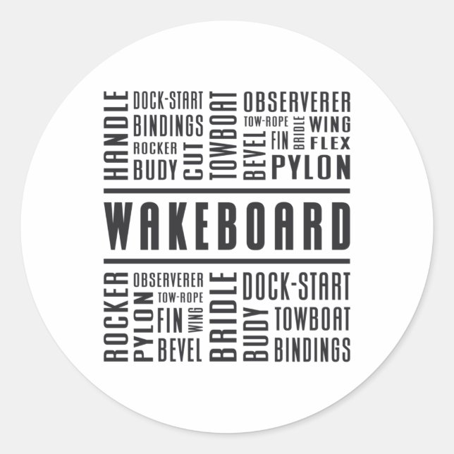 Adesivo Redondo Wakeboarding Wakeboard Wake Wakeboarder Lovers (Frente)