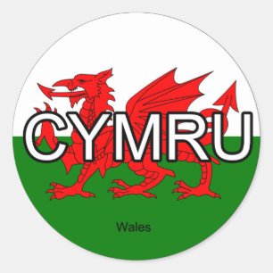 Adesivo Redondo Wales CYMRU Reino Unido Euro Sticker