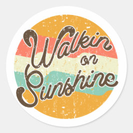 Adesivo Redondo Walkin on Sunshine Retro