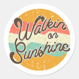 Adesivo Redondo Walkin on Sunshine Retro