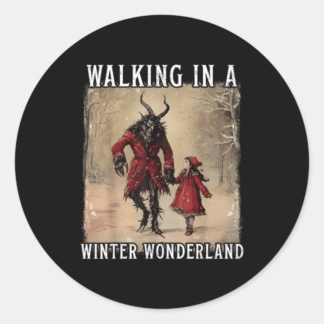 Adesivo Redondo Walking In A Winter Wonderland Krampus Creepy Horr (Frente)