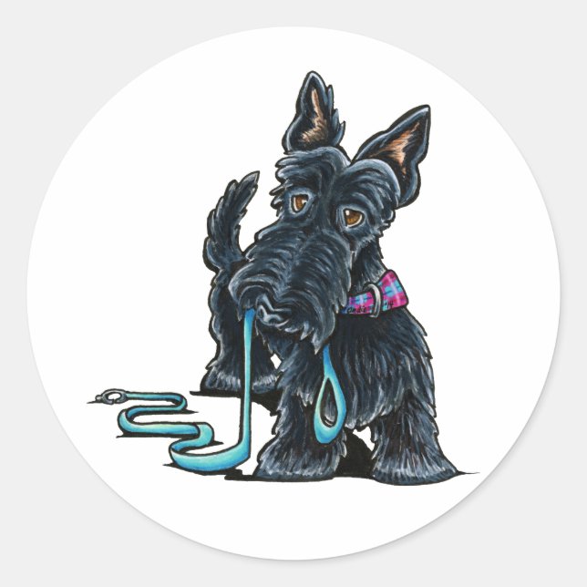 Adesivo Redondo Walking Scottie (Frente)