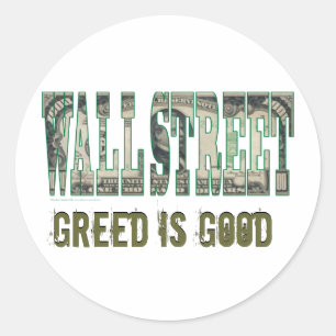 Adesivo Redondo Wall Street/ Greed é bom