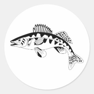 Adesivo Redondo Walleye Outline