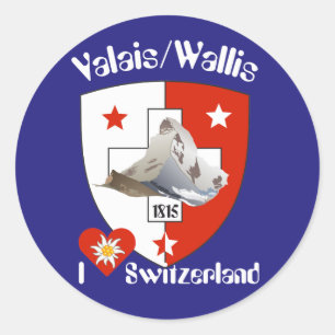 Adesivo Redondo Wallis Valais Suíça Suisse Svizzera autocolante