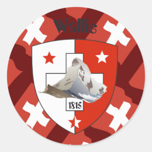 Adesivo Redondo Wallis Valais Suíça Suisse Svizzera autocolante