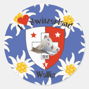 Adesivo Redondo Wallis Valais Suíça Suisse Svizzera autocolante