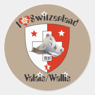 Adesivo Redondo Wallis Valais Suíça Suisse Svizzera autocolante