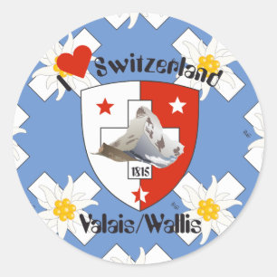 Adesivo Redondo Wallis Valais Suíça Suisse Svizzera autocolante