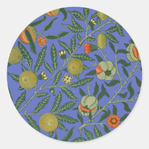 Adesivo Redondo Wallpaper colorido azul William Morris Pomegranate