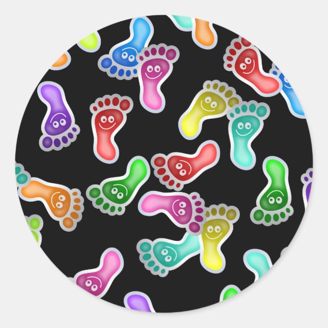 Adesivo Redondo Wallpaper de Pés Felizes (Frente)