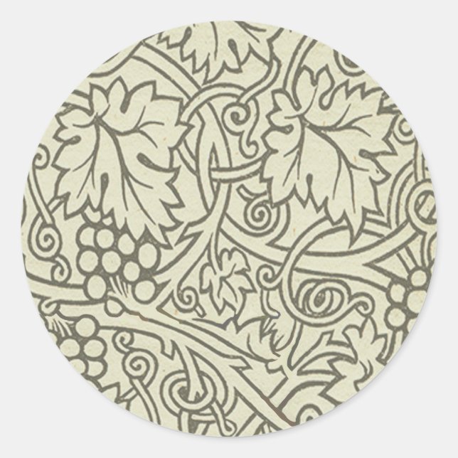 Adesivo Redondo Wallpaper William Morris Grapevine Sage (Frente)